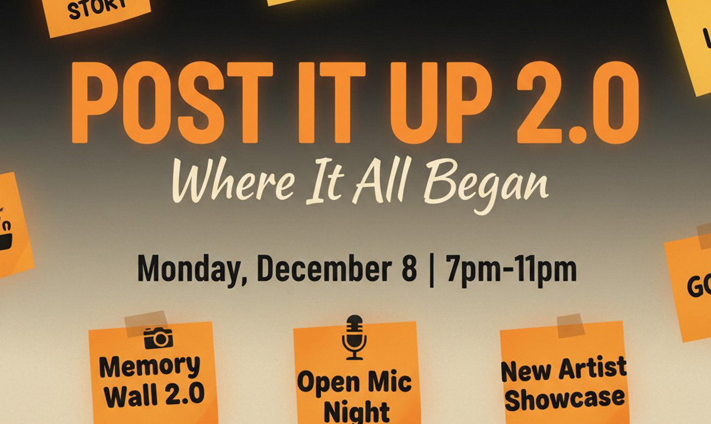 Featured image for “Post it Up 2.0 Memory Wall and Open Mic Night”
